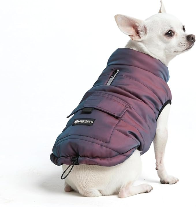 Spark Paws Dog Winter Jacket, Water-Resistant Coat, Warm Reflective Windproof Fleece-Interior, for Medium and Large Dogs - Cosmic - M