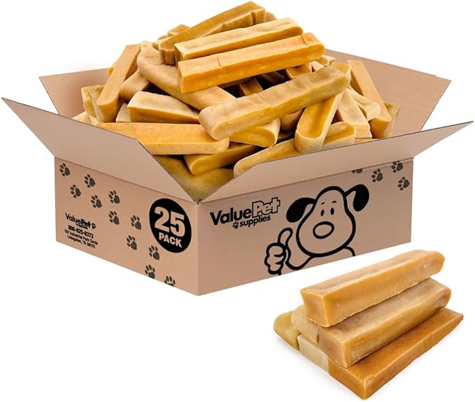 ValueBull Himalayan Yak Cheese Dog Chews, Extra Extra Large, 25 ct Bulk Pack - Long Lasting for Aggressive Chewers, All Natural, Healthy & Safe, Low Odor Nepal Yak Milk Chews