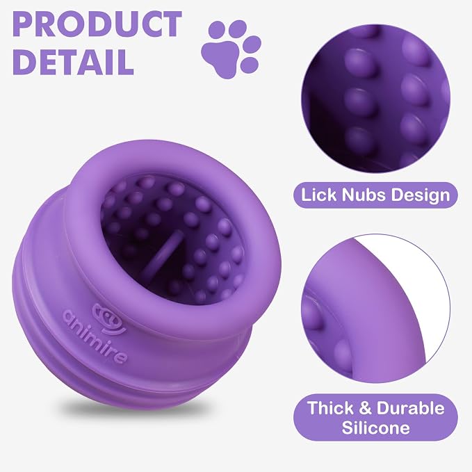 Treat Dispensing Dog Toy, Long-Lasting Interactive Puzzle Toys for Dogs, Stuffable Dog Enrichment Frozen Lick Treat Toy for Boredom, BPA Free Silicone Fetch Catch Chew Toy (Purple,M)