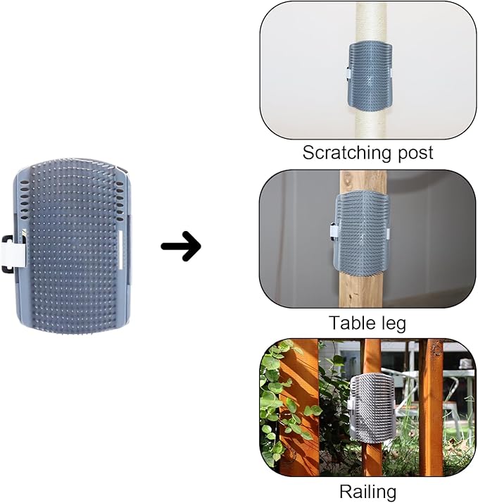 PEEKAB 32" Tall Cat Scratching Post Sisal Scratch Posts with Hanging Ball and Self-Massage Brush Vertical Scratcher for Indoor Cats and Kittens Gray 32inches