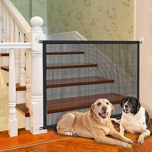 Cupount Dog Screen Mesh Gate for House, Stairs and Doorways, 29 x 45 in | Easy to Install with No Drilling, Fits 40-43 in Openings, Indoor Pet Barrier for Dogs and Puppies