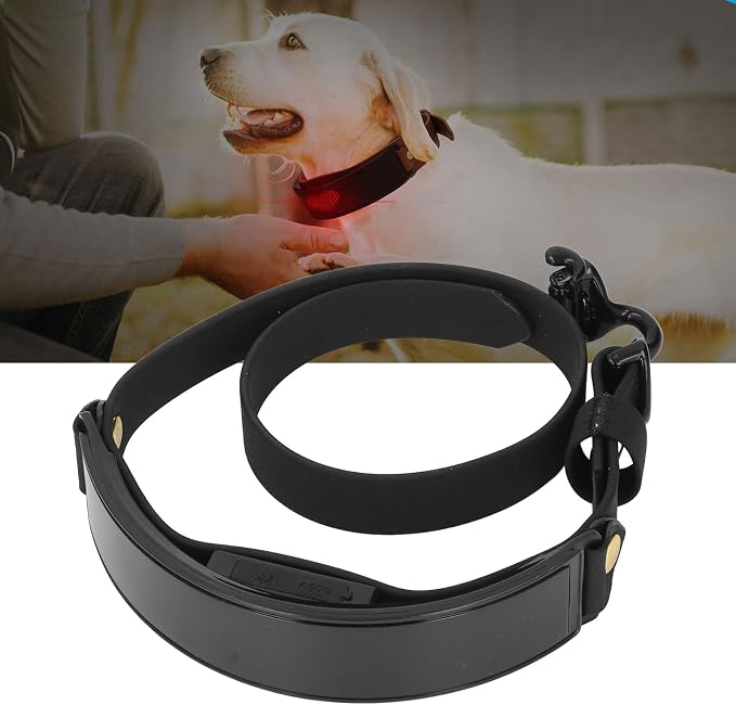 LED Dog Collar, Programmable DIY LED Collar Rechargeable for Dog Walking, Glowing Night Pet Necklace with DIY Screen & Adjustable Belts for Small Medium and Large Dogs (Red Light)