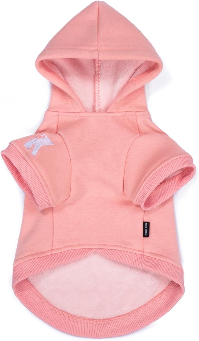 Koneseve Dog Hoodie - Fleece Warm Sweater with Pocket, Soft Clothes for Daily Wear, Basic Hooded Sweatshirts, Winter Coat Clothing, Comfort Tee Shirt Fit for All Breeds Pet - Pink - 2XL