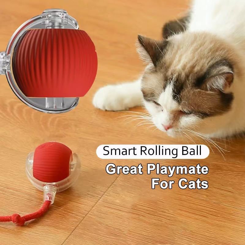 2025 Interactive Cat Toys for Indoor Cats - Toys Ball with Tail, Realistic Bird Chirping, Smart Obstacle Avoidance and Auto Restart,Cat Puzzle Toys for Bored Indoor Adult Cats and Dog (Yellow)