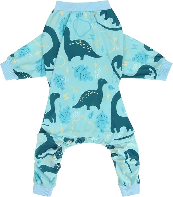 HDE Dog Pajamas One Piece Jammies Jumpsuit Pet Clothes Outfit Stretchy Lightweight Comfy Shirt Pjs for M-3XL Dogs Dinosaurs - XXL
