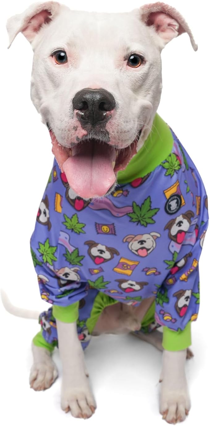 Pittie Clothing Pit Bull Dog Pajamas – Full Coverage Dog Onesie, Soft Pajama Outfit for Medium, Large, XL & XXL Breeds