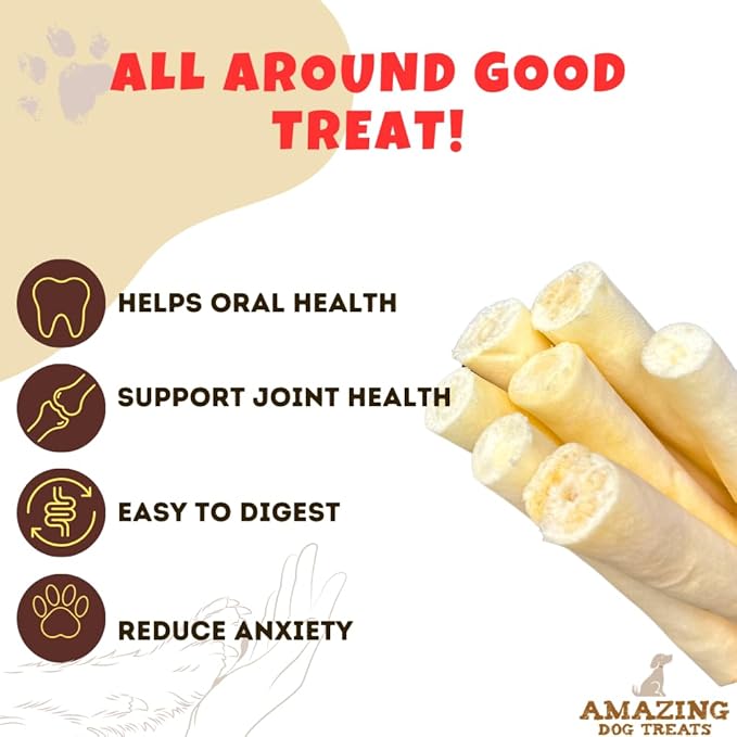 Amazing Dog Treats - Cow Tail Dog Chews (6 Inch Regular - 12 Pack) - Sourced from 100% Grass Fed Cattle - All Natural - Long Lasting Chew for Dogs - Rawhide Alternative for Dogs