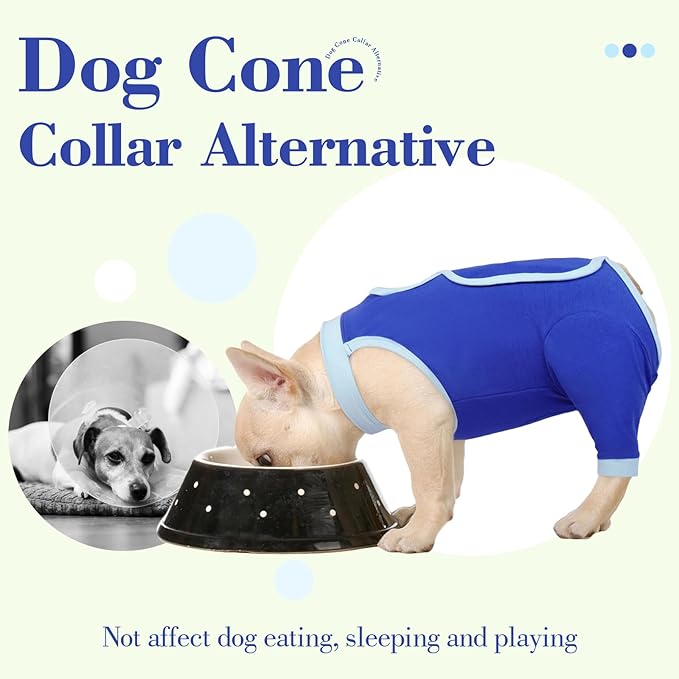 ROZKITCH Dog Surgery Leg Sleeve Rear Legs, Male Female Pet Prevent Licking Wound Elbow Knee Protector, Dog Recovery Suit Cone Collar Alternative Pants Shirt for Wound Heal Wrap Blue XL
