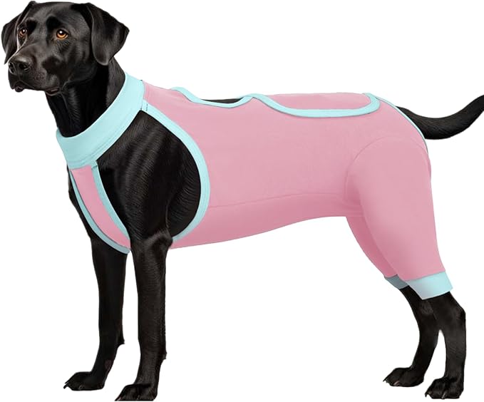 ROZKITCH Dog Surgery Leg Sleeve Rear Legs, Male Female Pet Prevent Licking Wound Elbow Knee Protector, Dog Recovery Suit Cone Collar Alternative Pants Shirt for Wound Heal Wrap Pink S