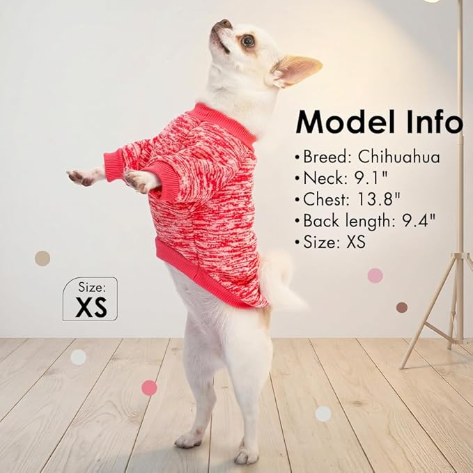 3 Pack Dog Sweaters for Small Dogs Girl Boy Winter Fleece Clothes Warm Soft Dog Sweatshirt Outfit for Dogs Cats Pet Apparel (Rose+Red, Medium)