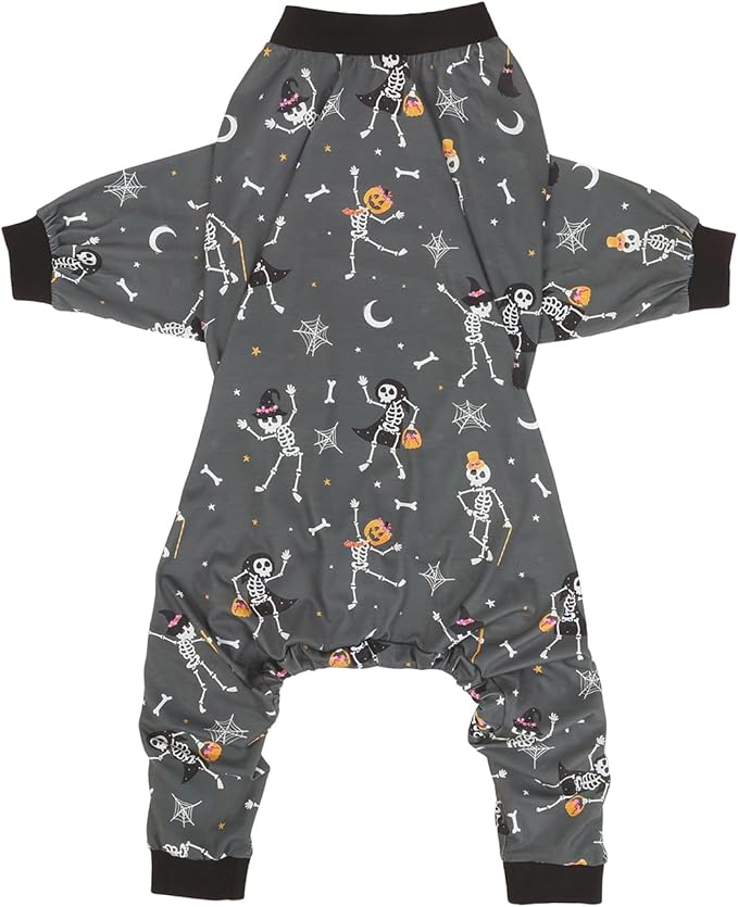 HDE Dog Pajamas One Piece Jumpsuit Lightweight Dog PJs Shirt for M-3XL Dogs Skeleton Bones - 2XL