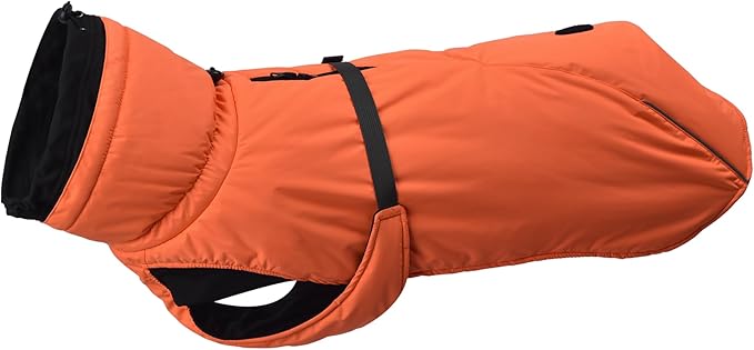 Ultra-Warm Dog Winter Coat for Hiking & Running, Adjustable Puffer Jacket with Anti-Slip Leg Straps, Water-Repellent Shell & Breathable Mesh Lining for Active Dogs (Aurantium, Small)