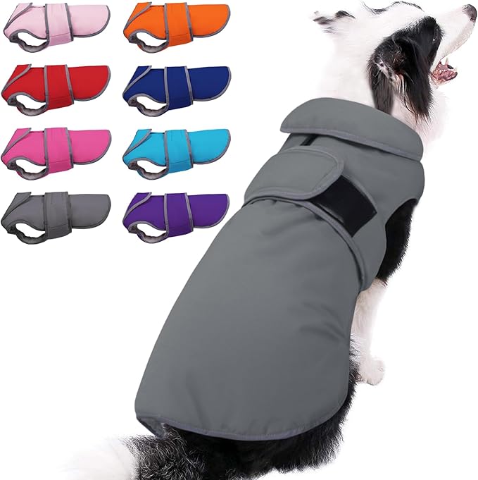 MIGOHI Warm Dog Coat Winter Dog Jacket,Waterproof Cold Weather Coats for Dogs,Fleece Jacket for Small Medium Large Dogs,Reflective Thick Fleece Vest with Leash Hole