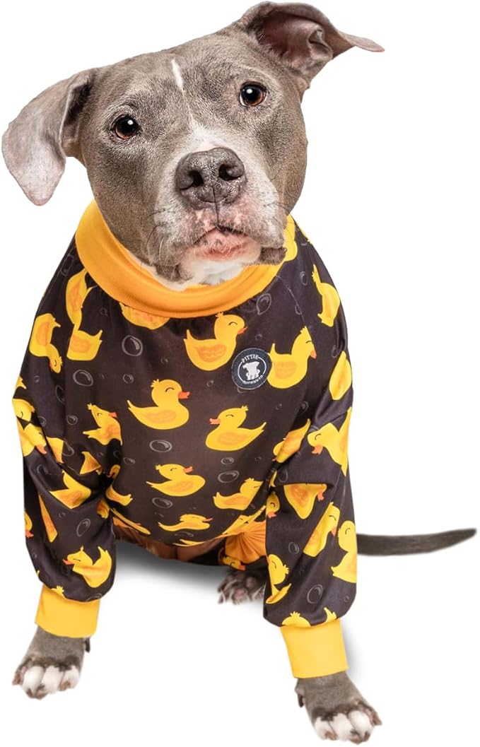 Pittie Clothing Pit Bull Dog Pajamas – Full Coverage Dog Onesie, Soft Pajama Outfit for Medium, Large, XL & XXL Breeds