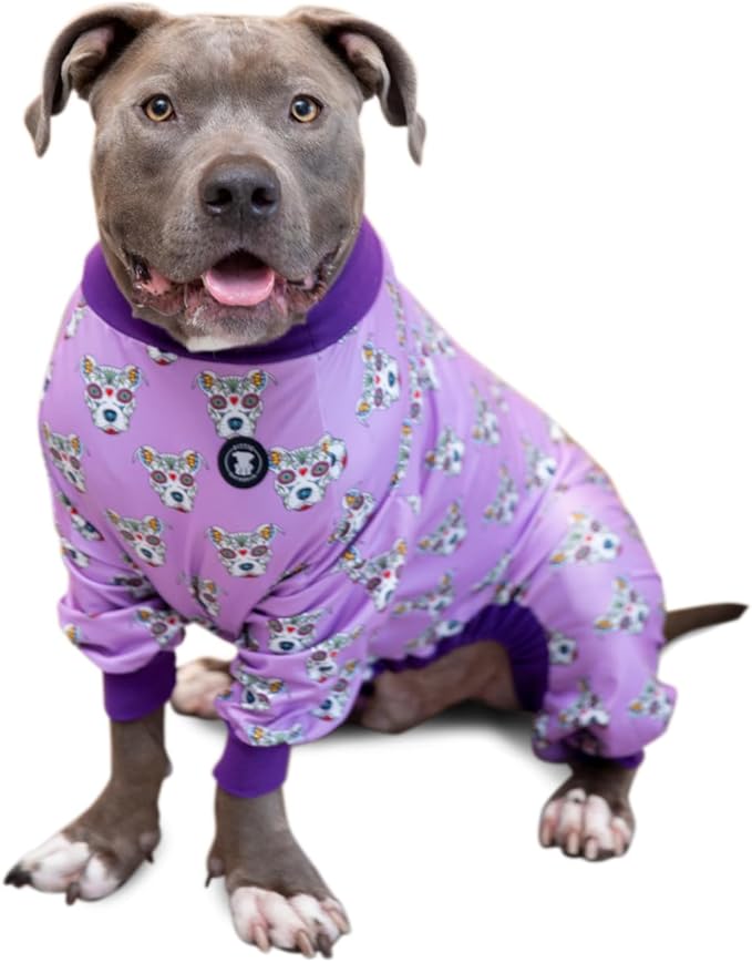 Pittie Clothing Pit Bull Dog Pajamas – Full Coverage Dog Onesie, Soft Pajama Outfit for Medium, Large, XL & XXL Breeds