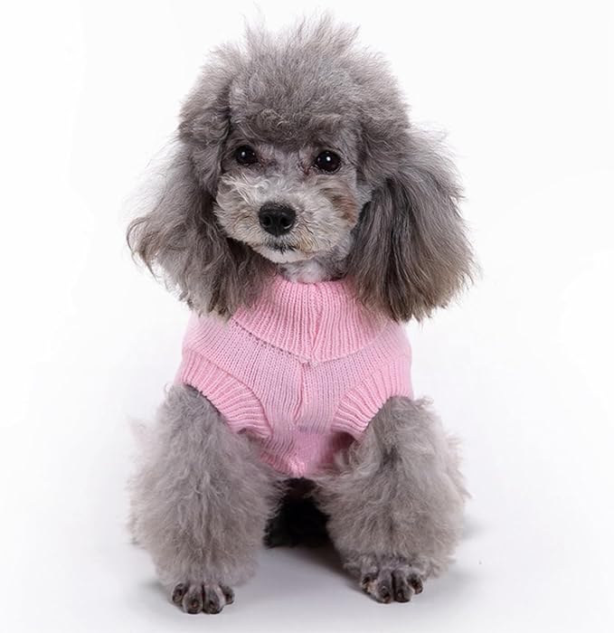 CHBORCHICEN Small Dog Sweaters Knitted Pet Cat Warm Dog Sweatshirt Winter Clothes Kitten Puppy Sweater (XX-Small, Pink)