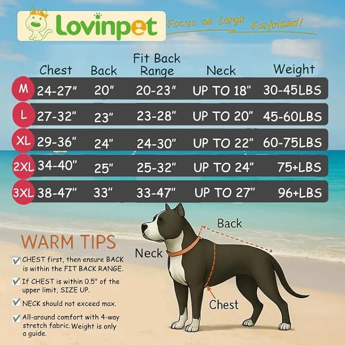 LovinPet Large Dog Outfits, Pajamas for Large Dogs, Lightweight Stretch Jersey Knit, Blue Nautilus Print, Dog Onesie for Surgery, Uv Protection Shirt, Easy to Wear Adorable Dog Jumpsuit,3XL