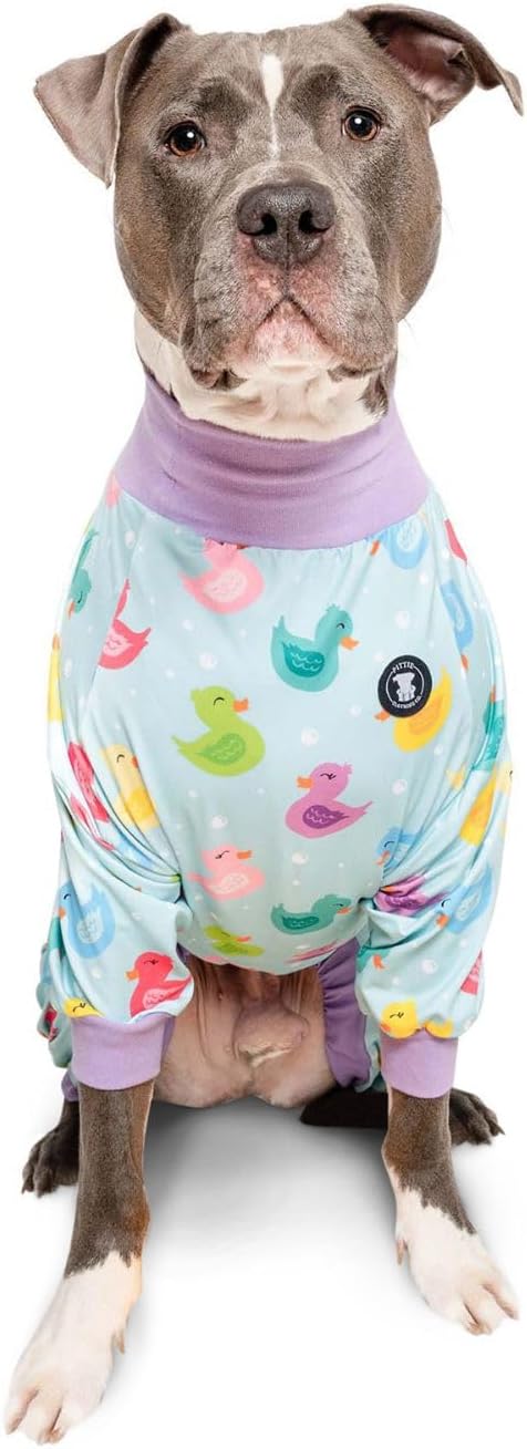 Pittie Clothing Pit Bull Dog Pajamas – Full Coverage Dog Onesie, Soft Pajama Outfit for Medium, Large, XL & XXL Breeds