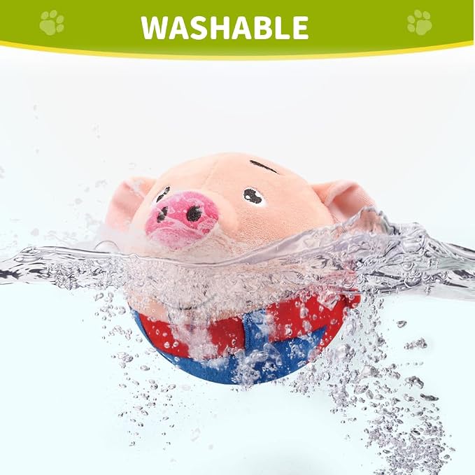 Interactive Dog Toys,2024 New Active Moving Pet Plush Toy,Squeaky Moving Dog Ball Toy,Rechargeable Puppy Toys to Keep Them Busy,Washable Pig Plush Toys(Blue Pig)