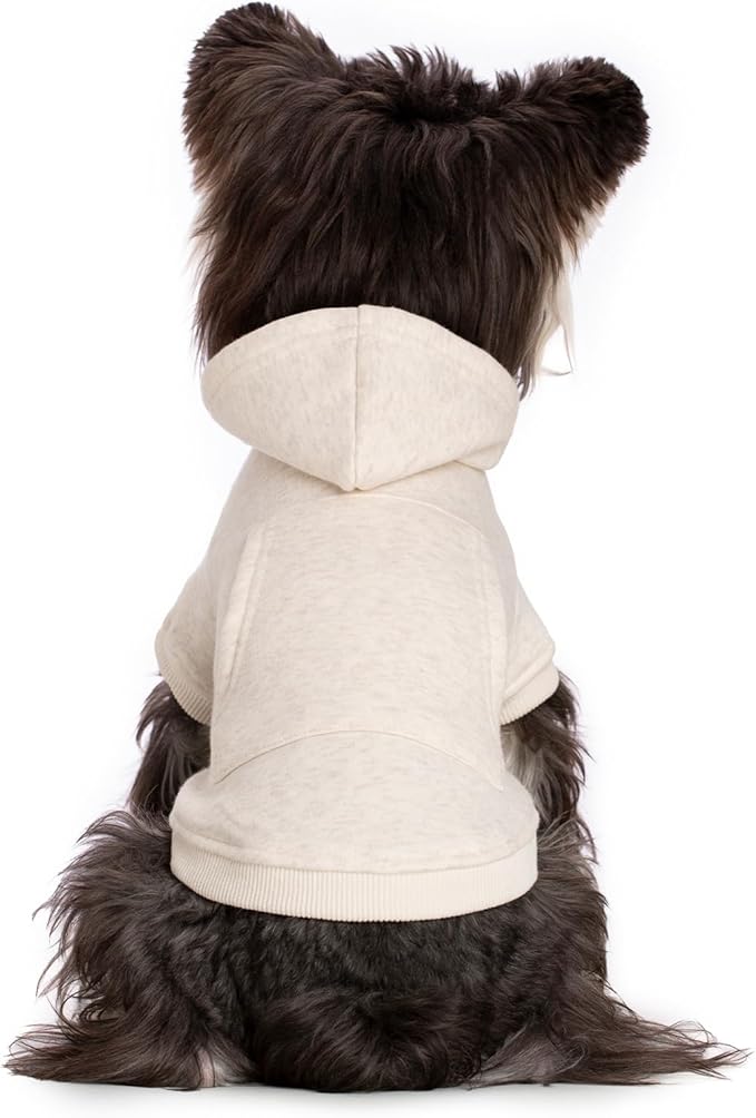 Koneseve Dog Hoodie Fleece, Cat Sweater Warm with Pocket - Soft Clothes for Daily Wear, Basic Hooded Sweatshirts, Winter Coat Clothing, Comfort Tee Shirt Fit for All Breeds Pet - Beige - XL