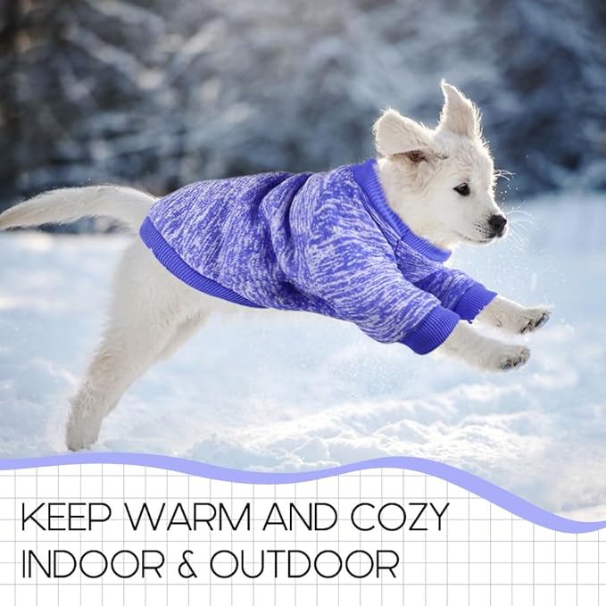 3 Pack Dog Sweaters for Small Dogs Girl Boy Winter Fleece Clothes Warm Soft Dog Sweatshirt Outfit for Dogs Cats Pet Apparel (Purple+ Wine Red+Dark Blue, X-Small)
