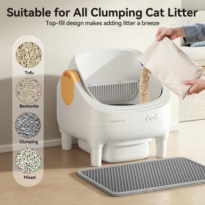 Thereye Automatic Litter Box,Safety Sensors & Odor Control(Yellow)