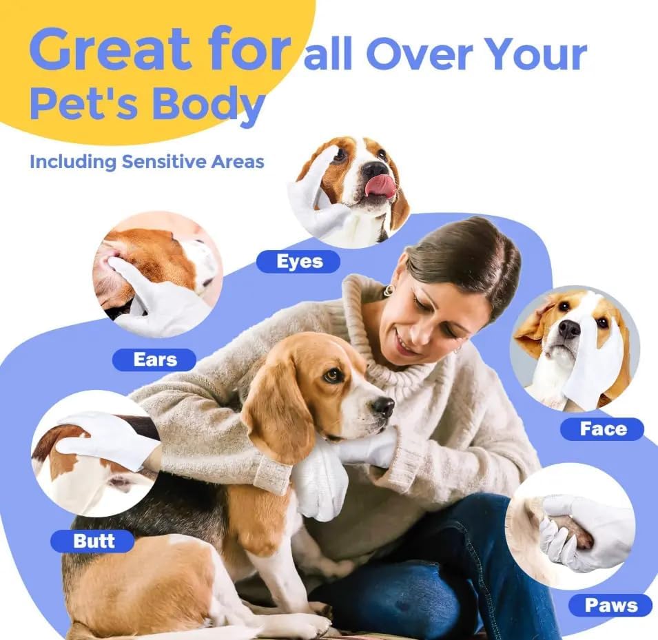 Pet Cleaning Glove Wipes for Dogs & Cats Daily Care and Travel 20PCS