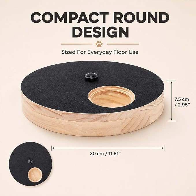 Wooden Rotating Dog Nail Scratch Board with Treat Dispenser