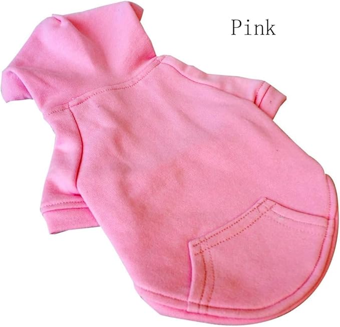 Lovelonglong Blank Basic Hoodie Sweatshirt for Dogs 100% Cotton Fits Small Medium Dachshund Large Dog Pink D-S