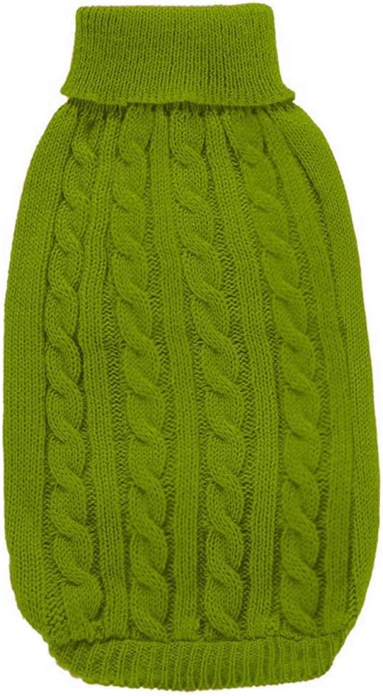 Small Dog Sweaters Knitted Pet Cat Warm Dog Sweatshirt Winter Clothes Kitten Puppy Sweater (X-Small,Light Green)