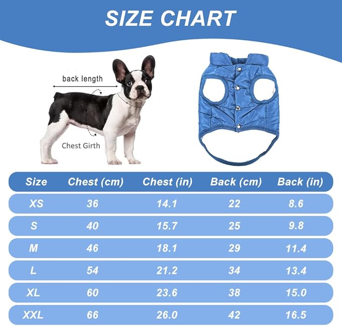 Warm Dog Coat, Windproof Dog Jacket Fleece Pet Winter Coats Solid Color Dogs Clothes Cold Weather Pet Jacket Vest Soft Puppy Apparel for Small Medium Dogs Cat (L, Blue)