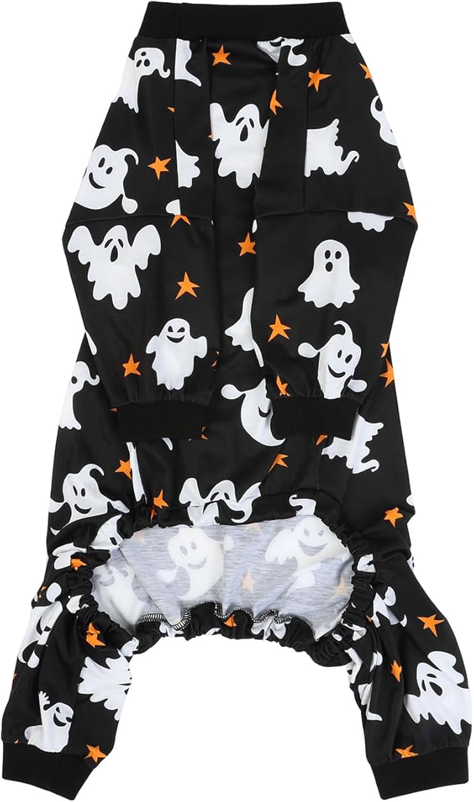 HDE Dog Pajamas One Piece Jumpsuit Lightweight Dog PJs Shirt for M-3XL Dogs Ghostly Stars - L