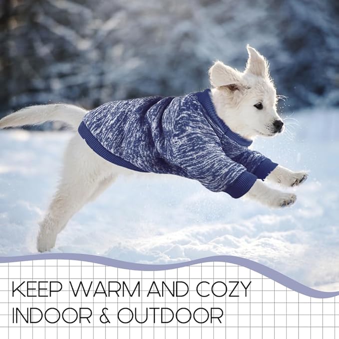 1 Pack Dog Sweaters for Small Dogs Girl Boy Winter Fleece Clothes Warm Soft Dog Sweatshirt Outfit for Dogs Cats Pet Apparel (Navy Blue, Small)