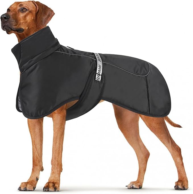 DoggieKit Dog Winter Coat, Waterproof Warm Jacket with Harness Built in, Reflective Cold Weather Doggie Vest, Windproof Turtleneck Pet Snowsuit, Adjustable Puffer Jacket for Medium Dogs, Black 3XL