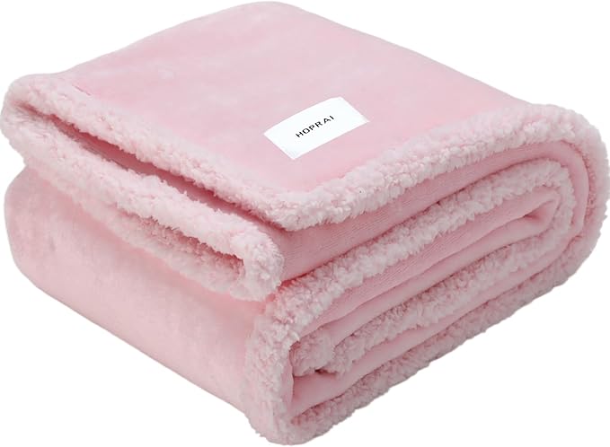 HOPRAI Dog Blanket, Waterproof Reversible Sherpa Fleece Throw Blanket, Furniture Cover for Bed, Couch, Sofa Protection from Liquid Pee and Pet Fur of Puppy, Cat (Pink XS20*27inches)