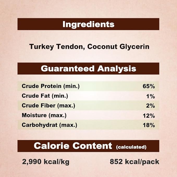 A Freschi srl Turkey Tendons for Dogs, Long-Lasting, Hypoallergenic Rawhide Alternative, Human Grade, Healthy Puppy Chews, Natural Dog Treats for Large Dogs, Bone (L), 4 Count Pack