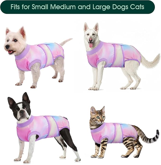 Kuoser Recovery Suit for Dogs, Adjustable Female Spay Dog Surgery Suit, Pet Surgical Shirt Male Neuter Anti Licking Abdominal Wounds Puppy Onesie Bodysuit, Alternative to Doggie Cone After Surgery