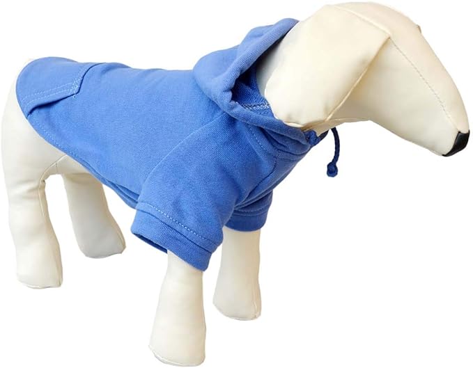 Lovelonglong Blank Basic Hoodie Sweatshirt for Dogs 100% Cotton Fits Small Medium Dachshund Large Dog Royle Blue D-M