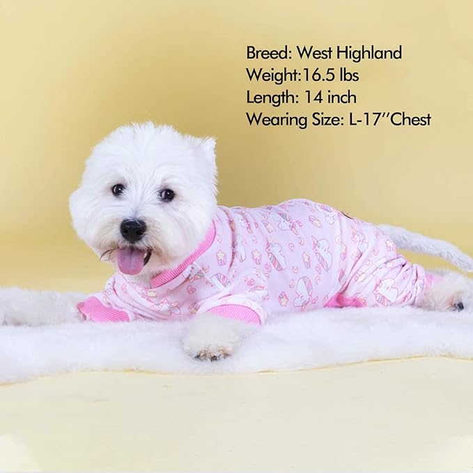 KYEESE Dog Pajamas Velvet Dog Pajamas Small Sized Dogs Dogs Pjs with Pink Unicorn Pattern Soft Doggie Jammies Stretchy Doggie Clothes Puppy Onesie Comfy Pet Coat Pet Costume, X-Small