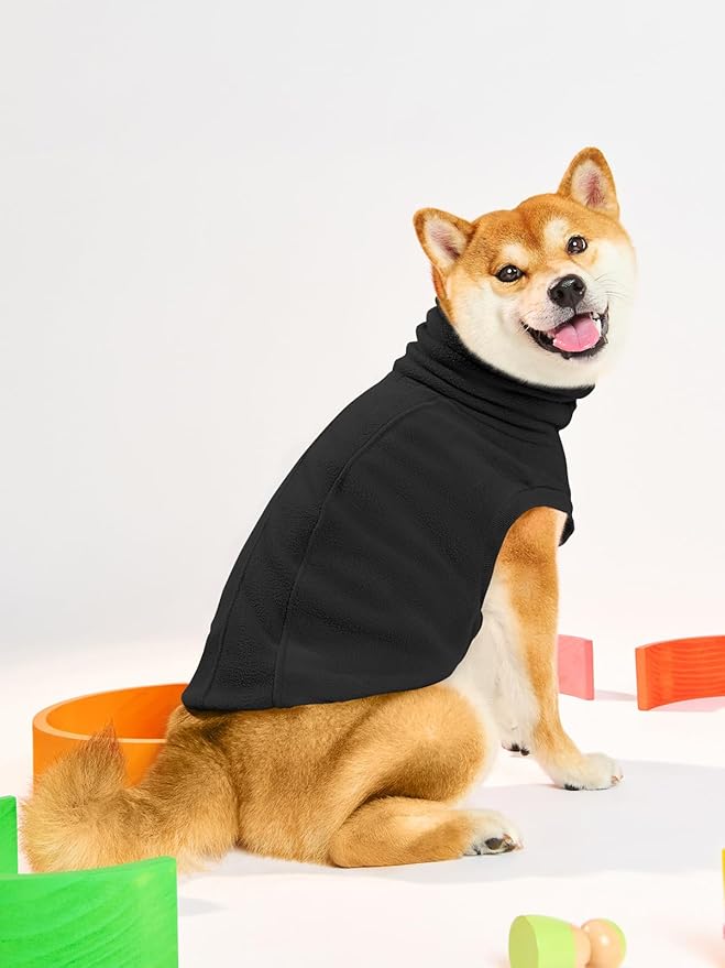 Haloumoning Fleece Dog Sweater Turtleneck Pullover Sweatshirt Pet Winter Warm Clothes