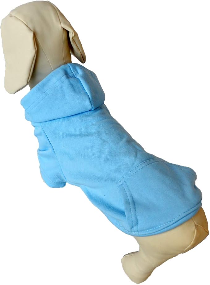 Lovelonglong Blank Basic Hoodie Sweatshirt for Dogs 100% Cotton Fits Small Medium Dachshund Large Dog SkyBlue D-M