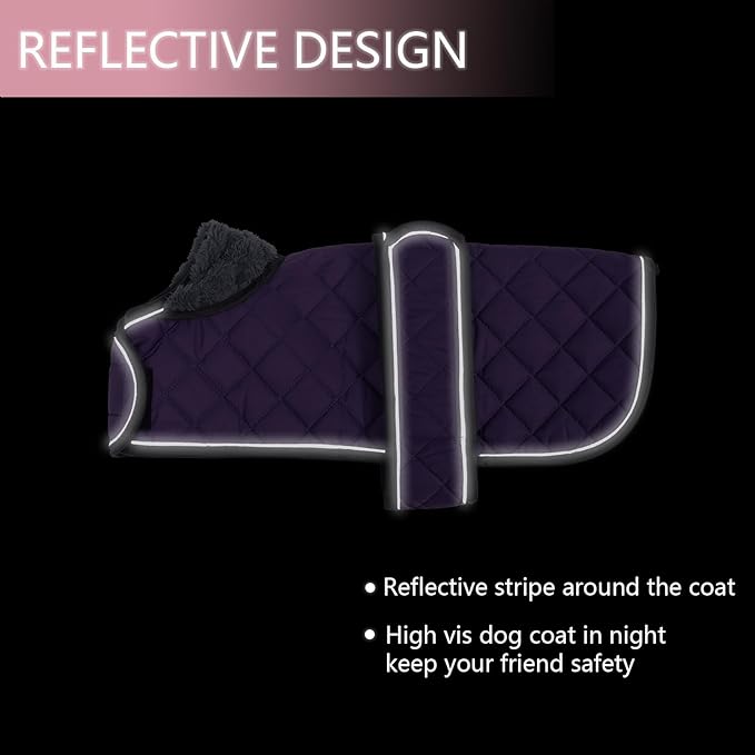 Dachshund Coat Dog Coats for Dachshunds Dachshund Winter Jacket with Padded Fleece Outdoor Dog Clothes with Adjustable Bands - Purple - L