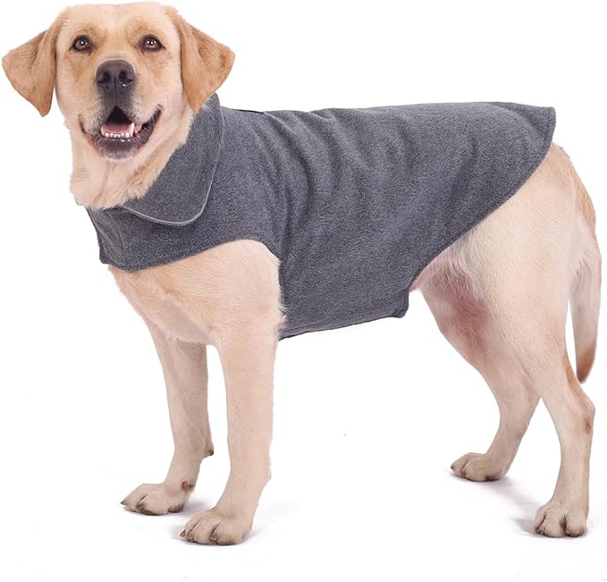 Fleece Dog Coat Pet Jacket Reflective for Cold Weather for Extra Large to Small Pets(Grey,L)