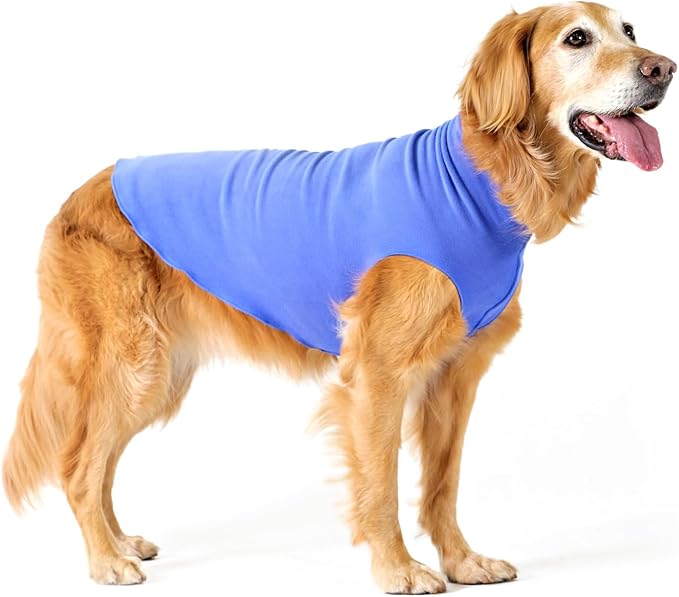 Goldpaw Stretchy Fleece Jacket for Small Dogs - Super Soft, Warm Dog Sweater - Pet Sweater Vest for Fall and Winter - Canine Clothes Made in The USA - Machine Washable - Cornflower Blue - Size 22
