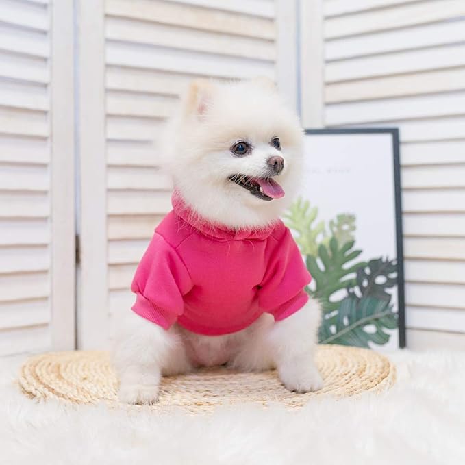 KOOLTAIL Basic Dog Hoodie - Soft & Warm Dog Hoodie Sweater with Leash Hole and Pocket, Dog Winter Coat, Cold Weather Clothes Sweatshirt for Small Medium Large Dogs Puppy Cat Boys Girls Deep Pink XS