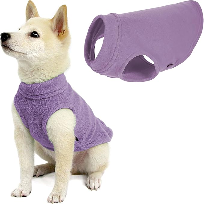 Gooby Stretch Fleece Vest Dog Sweater - Lavender, Small - Warm Pullover Super Stretchy Fleece Dog Jacket for Small to Large Dogs