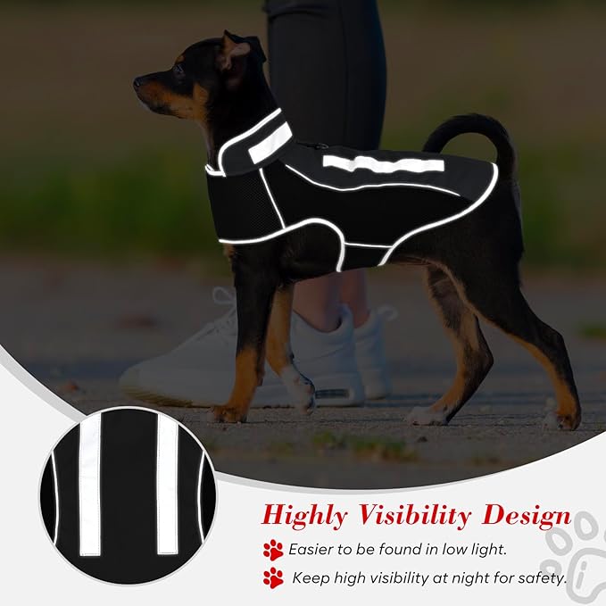 Small Dog Coat, Warm Dog Winter Jacket, Reflective Pet Jacket with Fleece Lined, Pet Clothes for Small Medium Dogs (Gray, L)