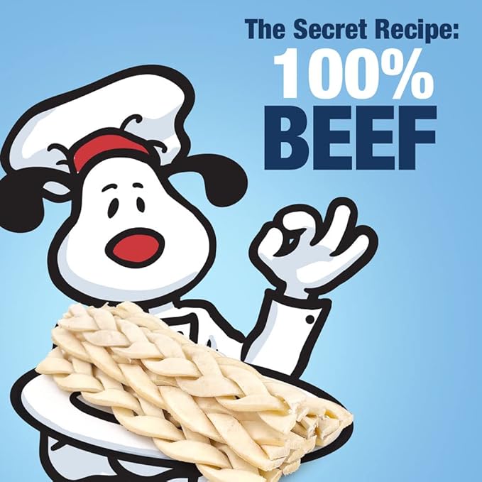 ValueBull Beef Cheek Braids, Long Lasting Dog Chews, 5-6 Inch, 50 Count - Long Lasting Dog Chews, Rich in Collagen, Single Ingredient, Cleans Teeth