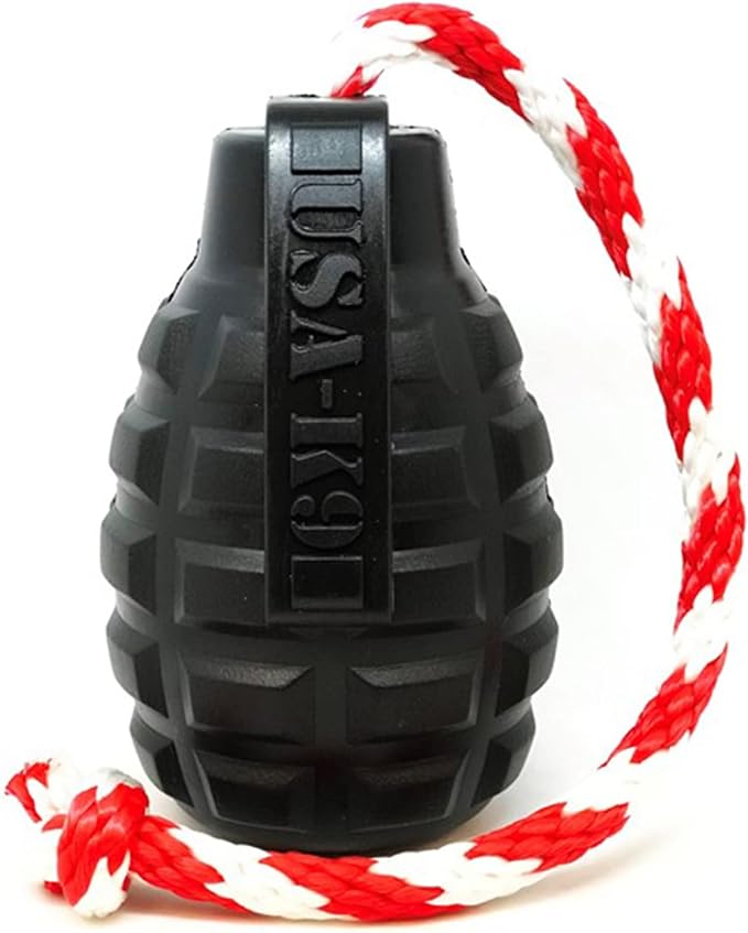 SodaPup USA-K9 Magnum Grenade – Dog Tug Toy, Chew Toy & Treat Dispenser Made in USA from Our Most Durable Non-Toxic, Pet-Safe, Food Safe, Natural Rubber for Strengthening Bond, Exercise, & More