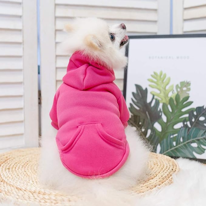 KOOLTAIL Basic Dog Hoodie - Soft & Warm Dog Hoodie Sweater with Leash Hole and Pocket, Dog Winter Coat, Cold Weather Clothes Sweatshirt for Small Medium Large Dogs Puppy Cat Boys Girls Deep Pink M